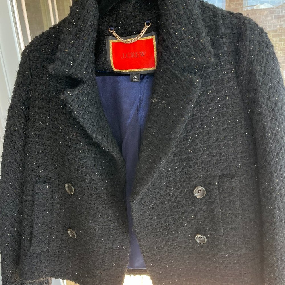 J.Crew womens peacoat black weave gold speckled XS